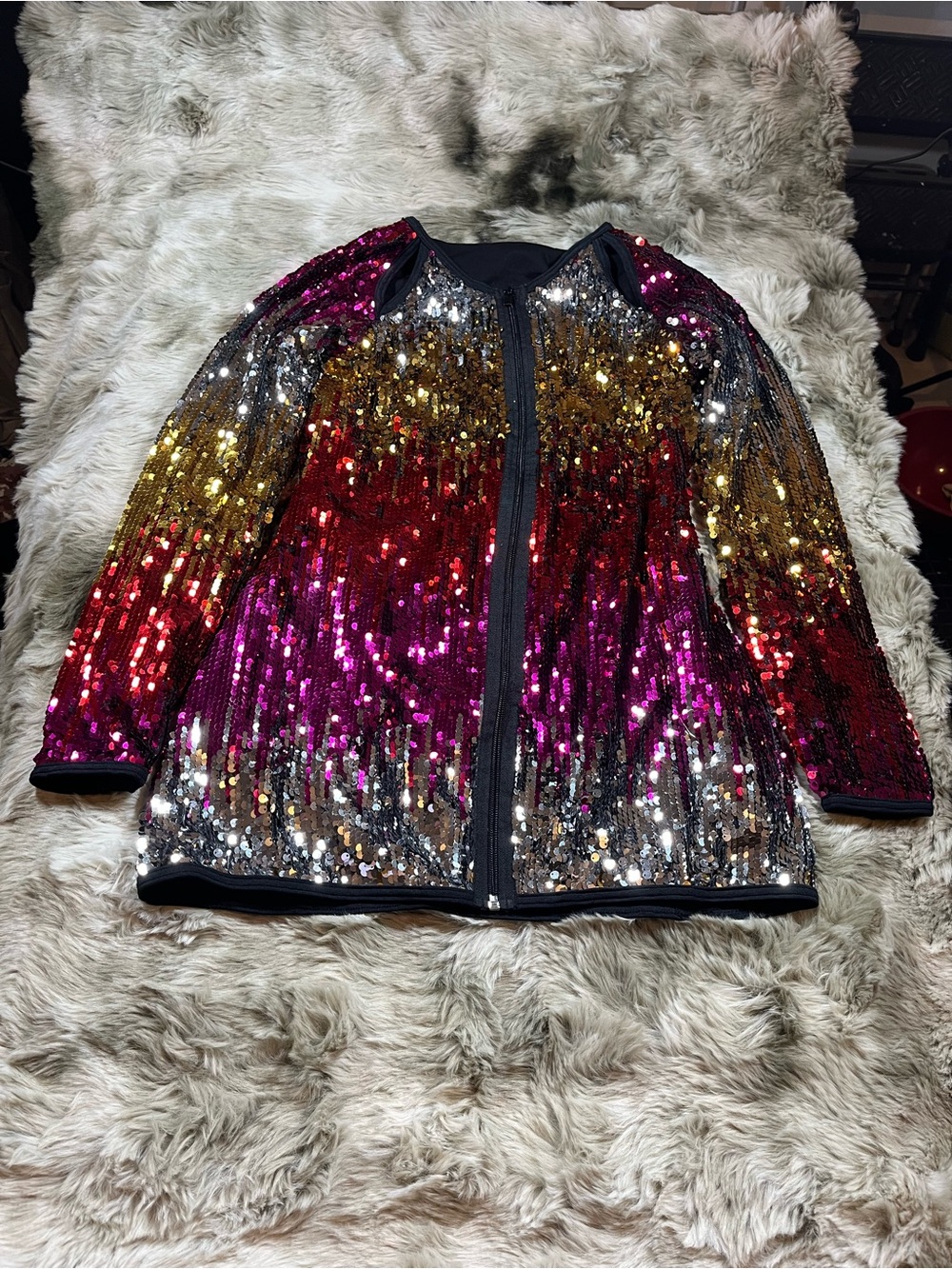 Costume Gallery Ombré Sequin Zip Front Dance Jacket Hip Hop Performance Adult